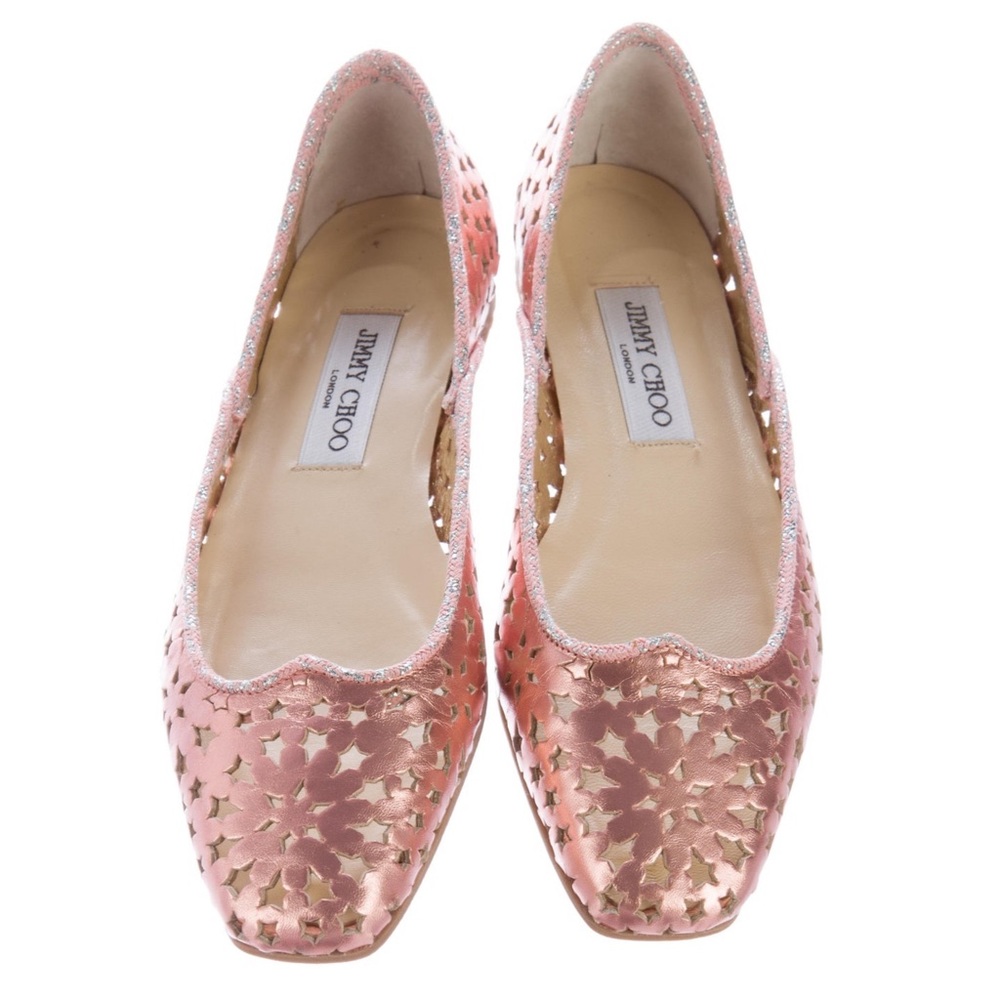 Jimmy Choo Pink Metallic Momo Flats 8.5 39